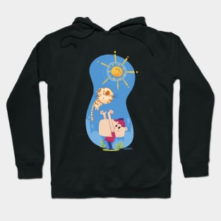 Boy and cat friend Hoodie